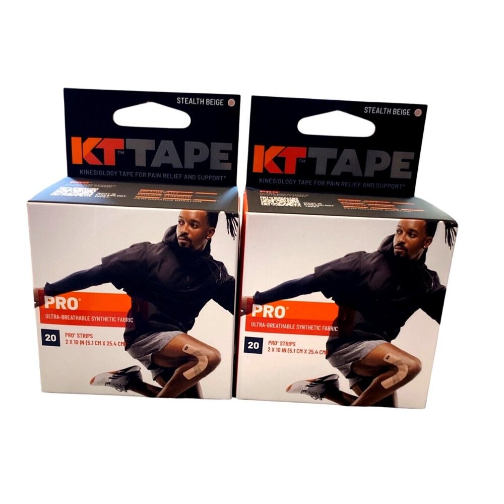 KT Tape Pro Stealth Beige Ultra Breathable Synthetic Fabric 20 Pre-Cut Strips Fo